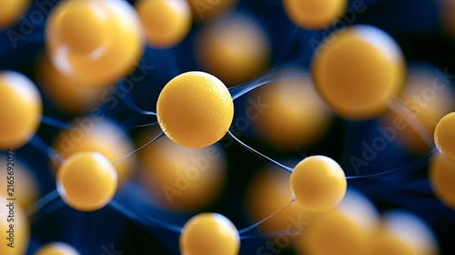 Yellow molecular structure forming a neural network connection