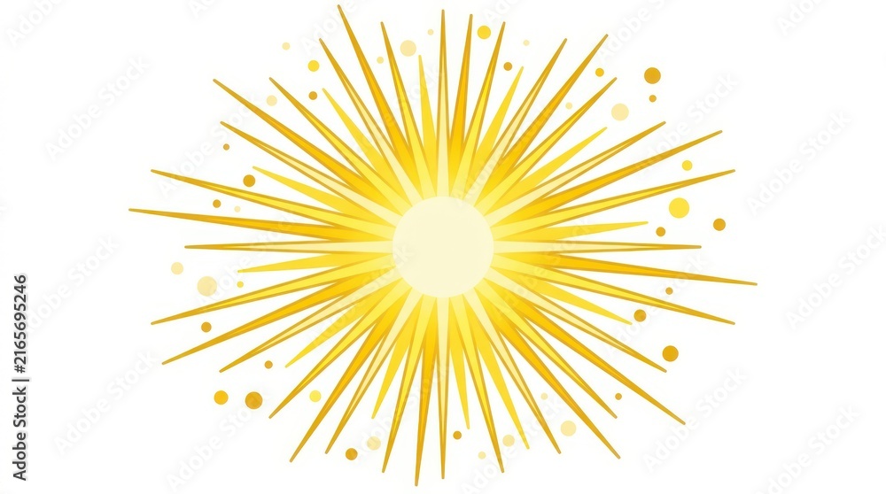 Fototapeta premium Radiant golden sunburst light rays isolated on white background