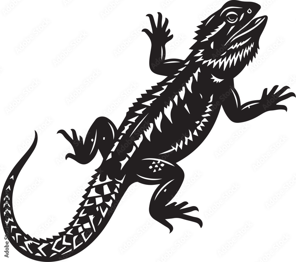 Fototapeta premium Bearded_dragon_climbing_silhouette