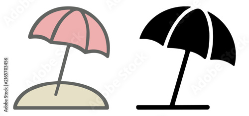 фотографія Beach umbrella vector icons with sand for summer vacation and outdoor leisure