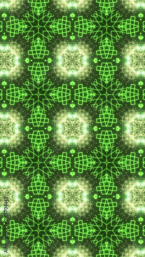Green glowing floral geometric pattern for phone wallpaper and mobile background