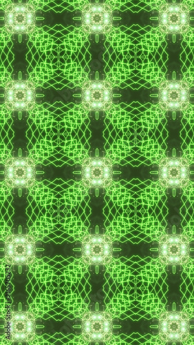 Green glowing ornamental lattice pattern for phone wallpaper and mobile background