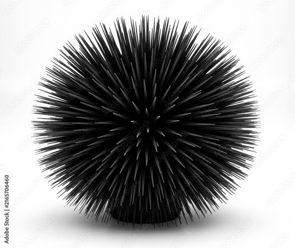 Fototapeta premium Black spiky sphere creating abstract pattern and defense concept