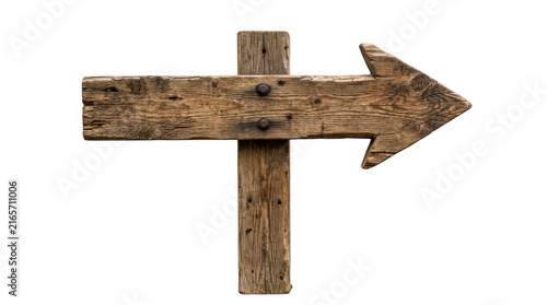 Rustic wooden arrow pointing to the right
