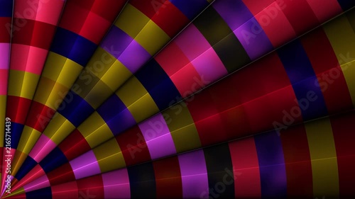 High-quality 4K abstract video featuring procedural JavaScript mesh gradients. This dynamic animation showcases a segmented, radial geometric pattern with smooth, glossy, 3D-like reflections. 