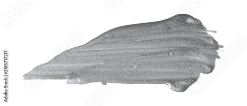 Silver metallic paint brush stroke swatch creating texture