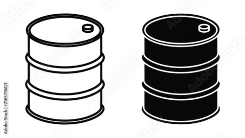 Industrial steel oil drum storage barrel vector icon isolated on transparent background