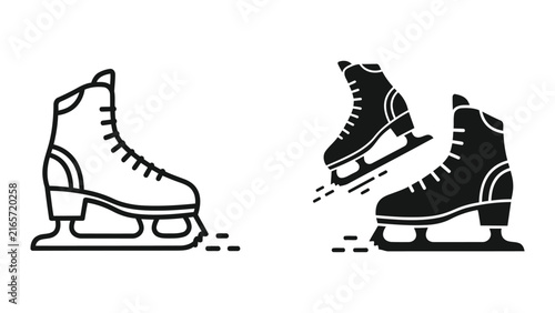 Ice skates for winter sports and recreation vector illustration set for branding