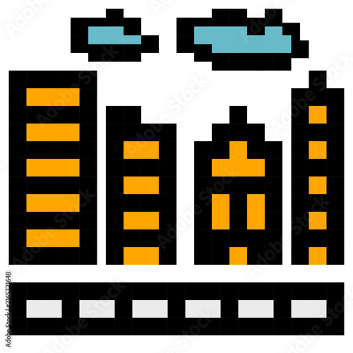 Pixel Art City Skyline Vector