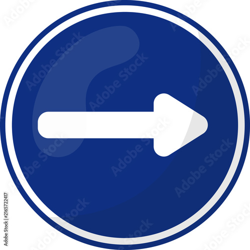 Mandatory turn right traffic sign icon