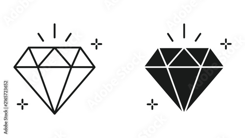 Sparkling diamond gemstone vector icon isolated on transparent background