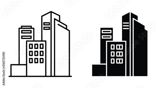 Modern city skyscraper building icon vector isolated on transparent background