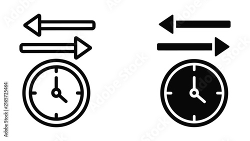 Принти на полотні Clock with bidirectional arrows vector icon for time adjustment and duration set