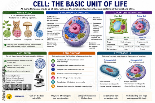 Cell Basic Unit Of Life Educational Diagram