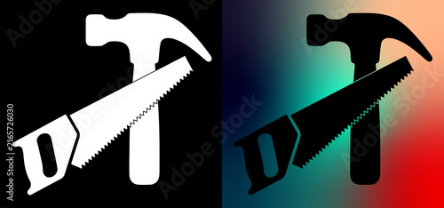 Принти на полотні Industrial Worker Silhouette Vector Illustration with Pickaxe