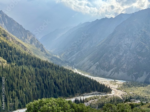 Breathtaking scenery of the valley at Ala Archa National park in Kyrgyzstan