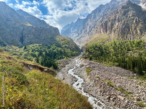 Breathtaking scenery of the valley at Ala Archa National park in Kyrgyzstan