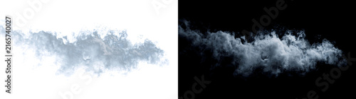 Blue smoke cloud texture drifting horizontally with cool misty fog effect for atmospheric design projects in PNG, Transparent and Black Background Versions