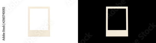 Cream polaroid photo frame blank mockup with instant camera style border for scrapbook design projects in PNG, Transparent and Black Background Versions