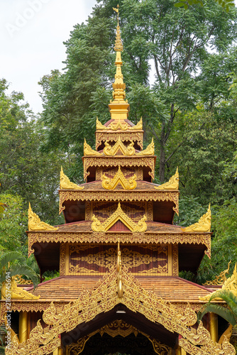 Canvastavla Golden Dai temple pavilion in Manting Park, Jinghong, Xishuangbanna, Yunnan, Chi