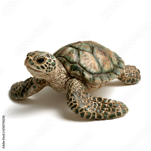 A beautifully detailed green sea turtle figurine showcasing intricate textures and colors.
