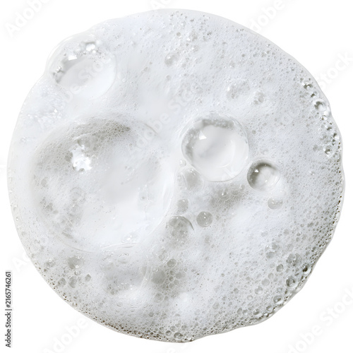 A close-up of frothy bubbles against a white background, creating a fresh and clean aesthetic.