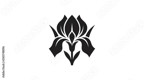 Black and white iris flower silhouette icon