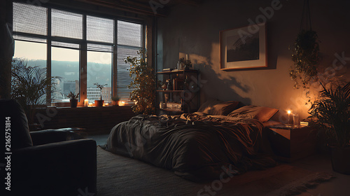 Cozy space of a modern room with an atmosphere that inspires tranquility and comfort