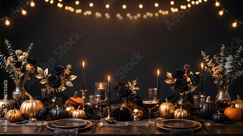 Halloween Party Decoration Background with Copy Space
