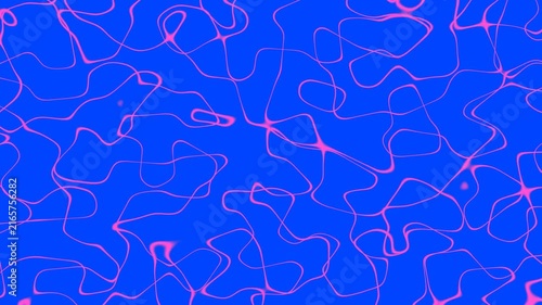 Abstract Neon Pink Wavy Lines on Blue Background