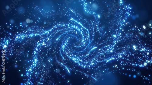 Mystical Blue Abstract Background with Glowing Stars and Cosmic Light for Modern Space and Fantasy Design Concepts