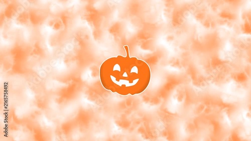 Smiling Halloween Jack-o-lantern on Smoky Orange Background