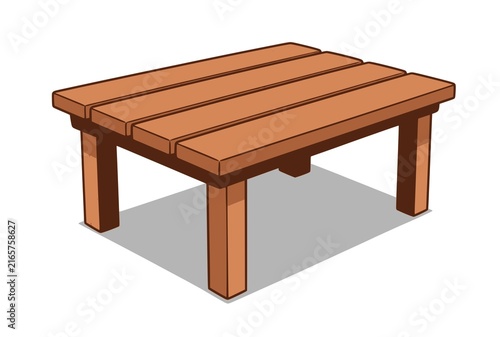 Cartoon wood table. Illustration of a cartoon funny wooden kitchen or garden table for creation of home interior scenes. JPEG version.