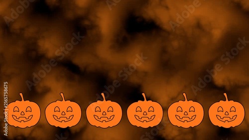 Halloween Jack O Lanterns on Smoky Orange Background