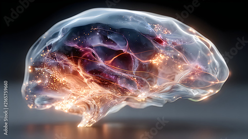 Obraz na płótnie Hyper realistic crystal brain glowing Image illustration