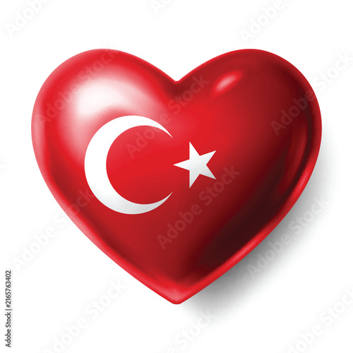 Turkey Flag Heart Shape Vector, Love Turkey National Symbol Design