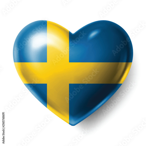 Obraz na plátne SWEDEN Flag Heart Shape Vector, Love SWEDEN National Symbol Design