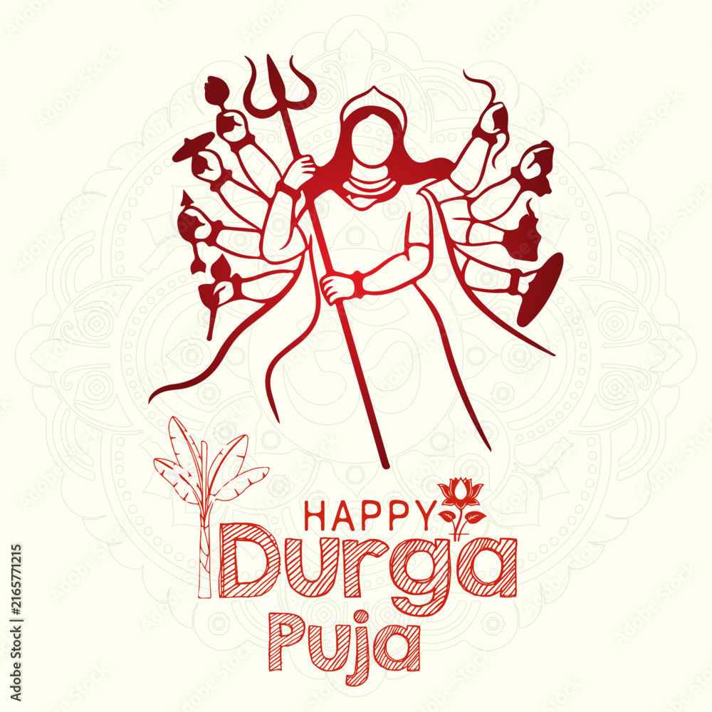 Fototapeta premium Happy Durga Puja & Subh Navratri Indian religious banner background.