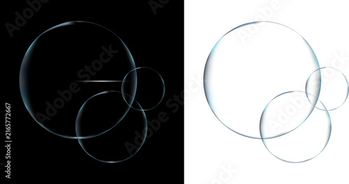 Plakat Transparent soap bubbles isolated on transparent background