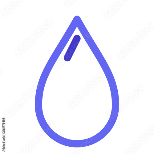 A clean flat design water drop icon stroke thickness 24 corner radius 12 using 6366f1 for main shape and 4338ca for highlights Flat Vector Graphic