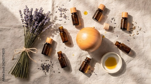 Lavender Essential Oil and Aromatherapy Set with Diffuser