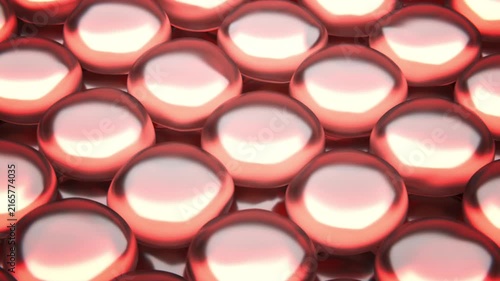 Vitamin Bubble Serum Dropping on Skin. Anti-Aging Beauty 3D render Animation