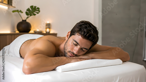 man in wellness center for massage