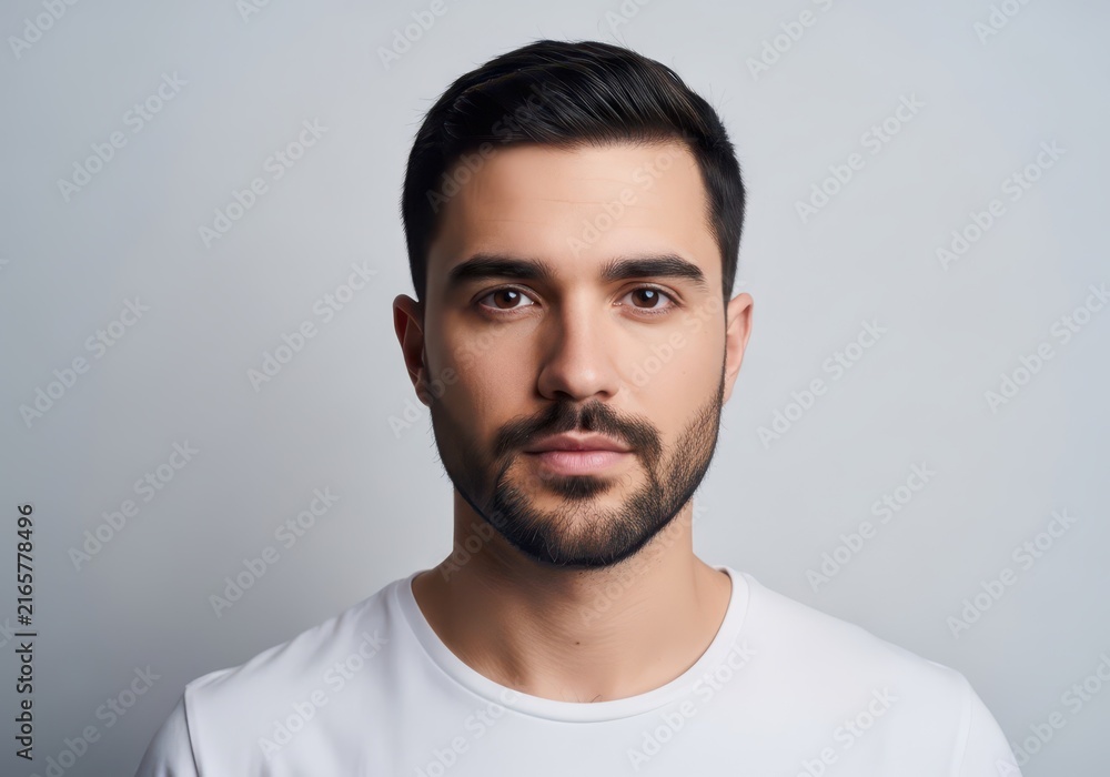 Fototapeta premium Portrait of a young man with a beard, isolated on white background