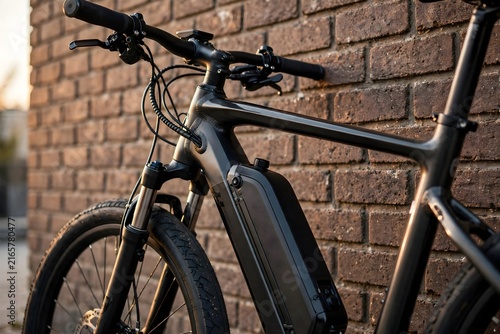 Bicycle And Brick Wall Close-Up Side View