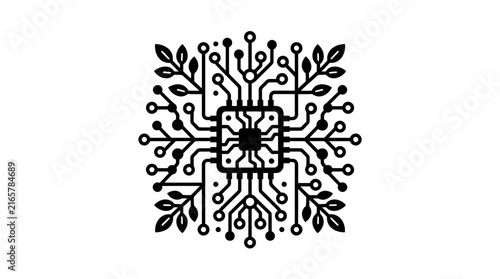Symmetrical circuit board with natural leaf details.