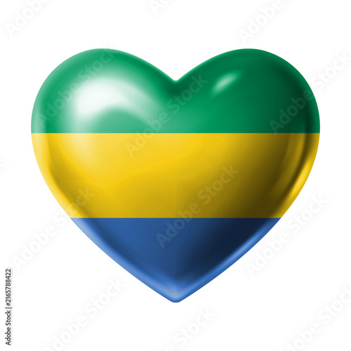 Obraz na płótnie GABON Flag Heart Shape PNG, Love GABON National Symbol Design