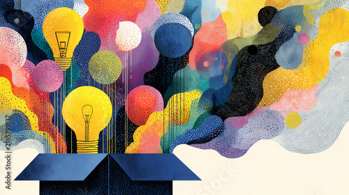 Creative thinking outside the box concept, flat illustration
