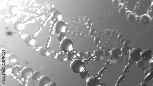 DNA is destroyed by viruses. Nerve Cell Structure with DNA Background - Scientific 3D Motion Graphic