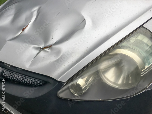 Damaged Car Hood After Collision